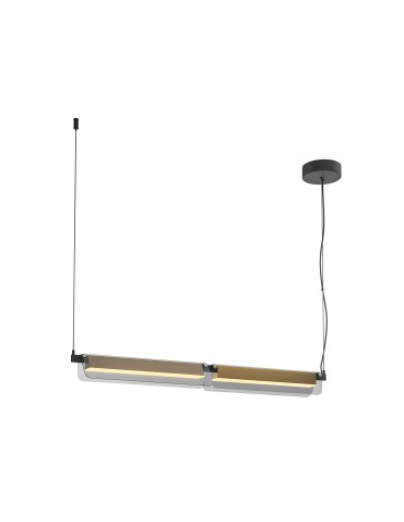 Maytoni Flat LED pendant lamp 2480lm 3000K Black and brass MOD296PL-L20BS3K