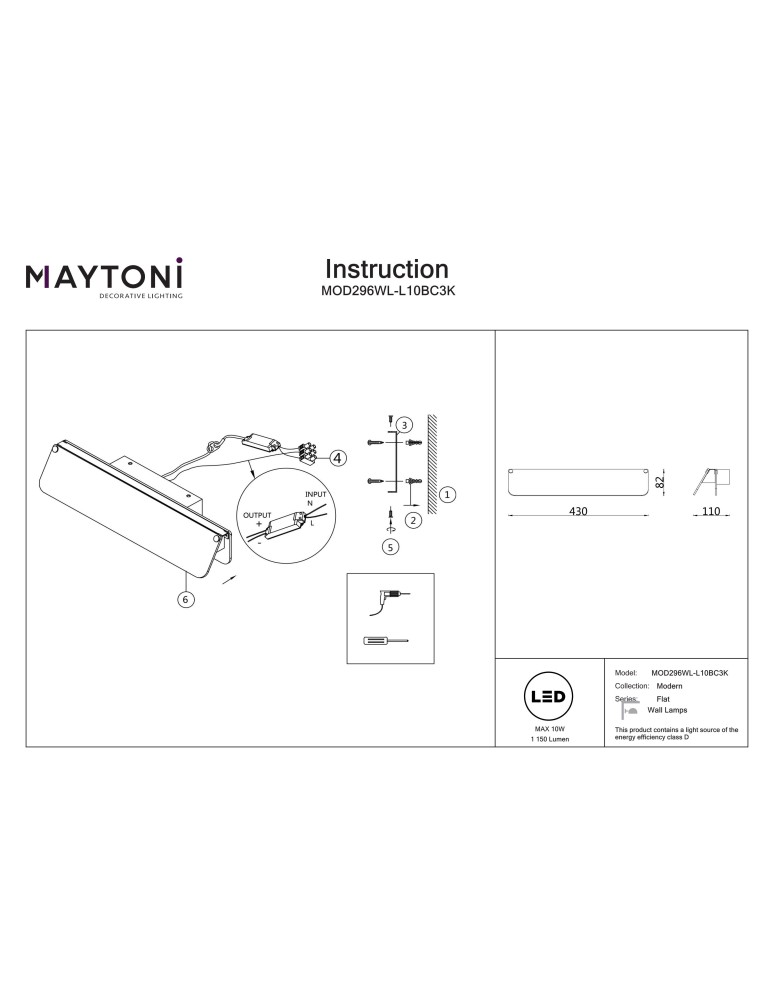 Designer wall lamps - Maytoni Flat LED wall lamp 1150lm 3000K Black MOD296WL-L10BC3K. - product kolory-swiatla.pl 7
