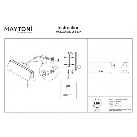 Maytoni Flat Lampa ścienna LED 730lm 3000K Czerń i mosiądz MOD296WL-L6BS3K