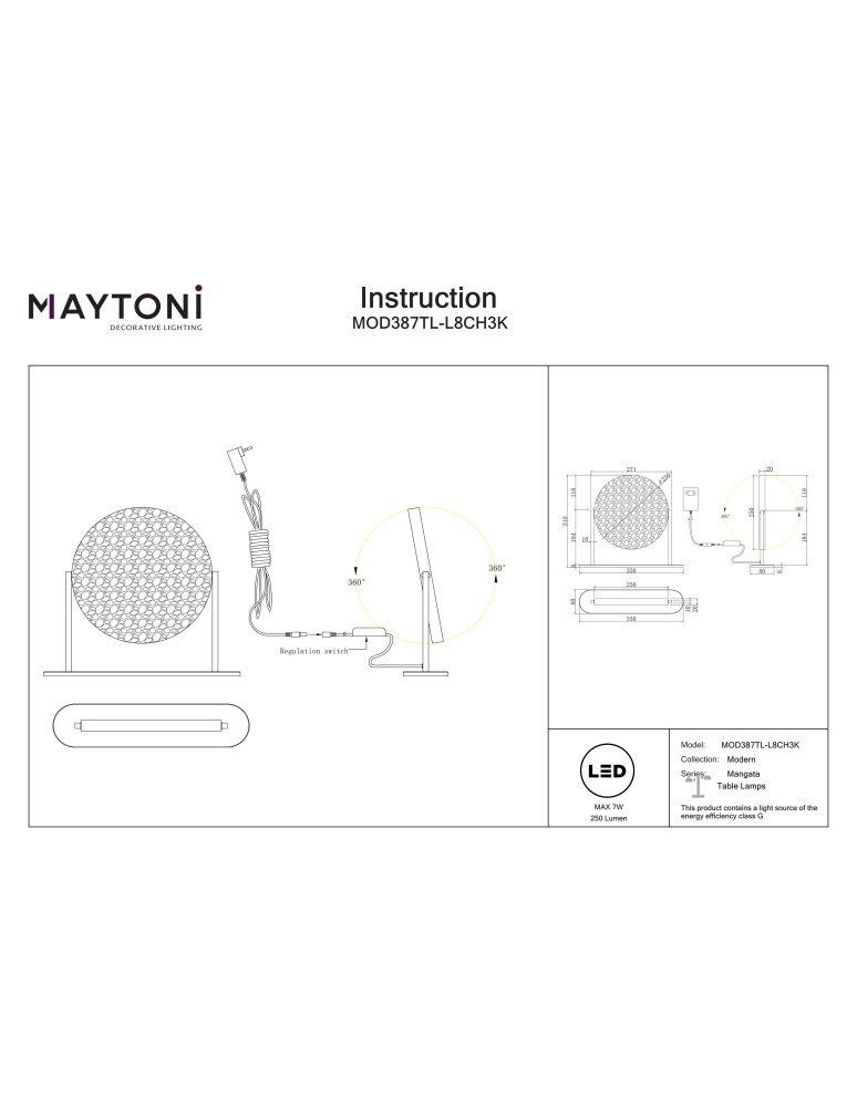 Table lamps - Maytoni Mangata LED Table Lamp 250lm 3000K Chrome MOD387TL-L8CH3K. - product kolory-swiatla.pl 9