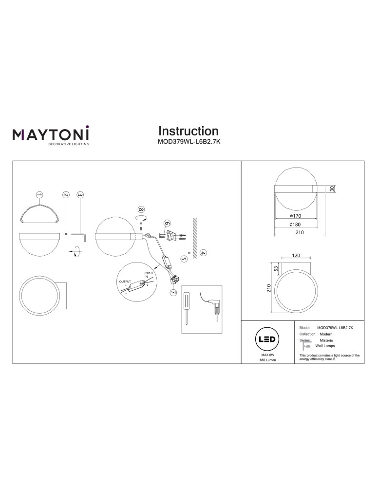 Designer wall lamps - Maytoni Misterio LED wall lamp 650lm 2700K Black MOD379WL-L6B2.7K - product kolory-swiatla.pl 9