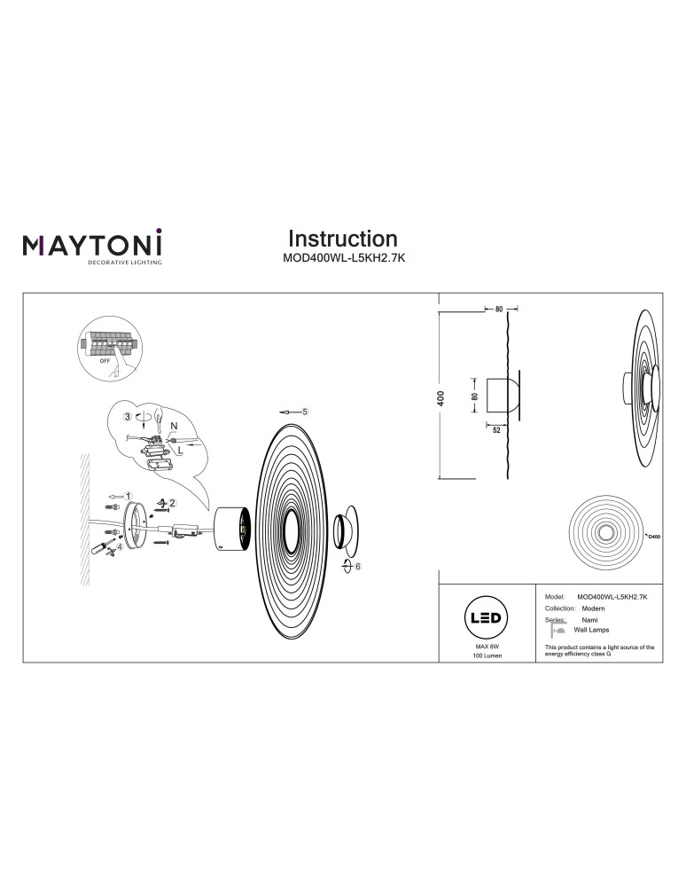 Designer wall lamps - Maytoni Nami LED wall lamp 100lm 2700K Black MOD400WL-L5KH2.7K - product kolory-swiatla.pl 9