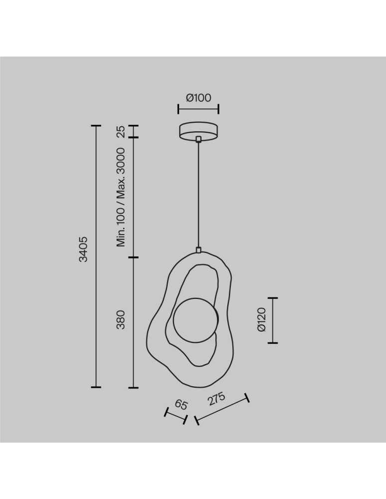 Single pendant lamps - Maytoni Opus Pendant Lamp 1xG9 Gray MOD380PL-01GR - product kolory-swiatla.pl 2