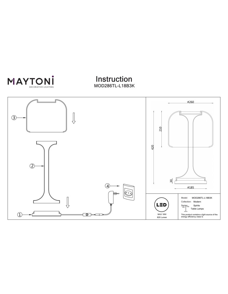 Table lamps - Maytoni Spirito LED table lamp 820lm 3000K Black MOD286TL-L18B3K. - product kolory-swiatla.pl 12
