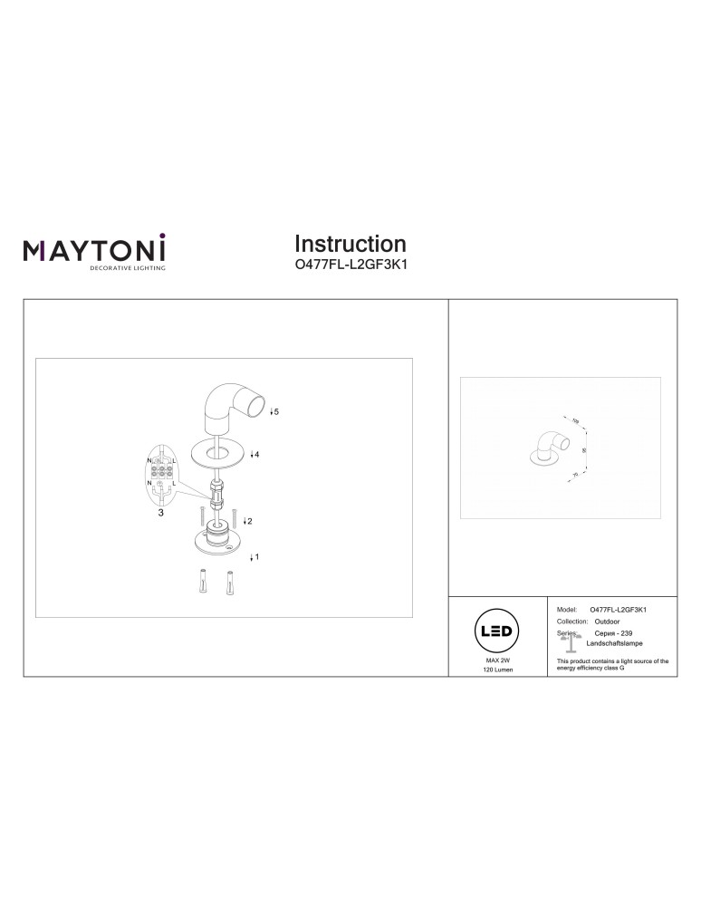 Standing garden lamps - Maytoni Sleek Outdoor Standing Garden Pole Low LED 150lm 3000K Graphite O477FL-L2GF3K1 - product kolory-swiatla.pl 9