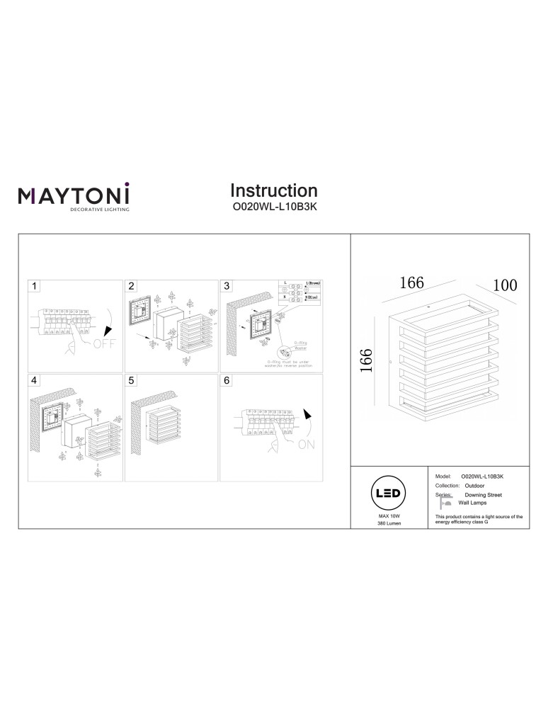Outdoor wall lamps - Maytoni Downing Street Outdoor LED Wall Lamp 380lm 3000K Black O020WL-L10B3K. - product kolory-swiatla.pl 8