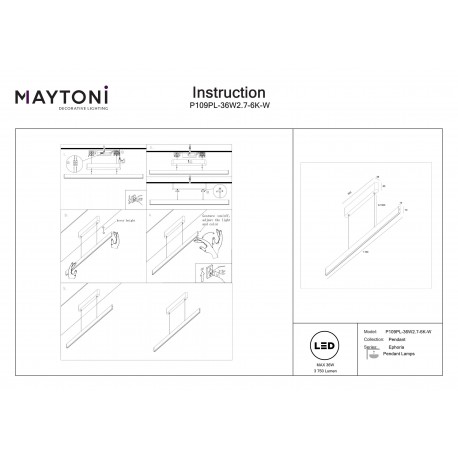 Maytoni Ephoria Lampa wisząca LED Biały P109PL-36W2.7-6K-W