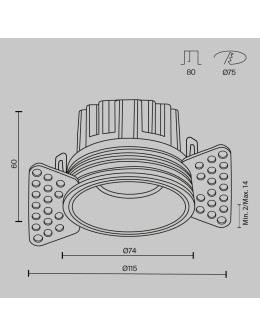 Maytoni Round Lampa wbudowana podtynkowa LED 920lm 3000K Mosiądz DL058-12W3K-TRS-BS - produkt 2
