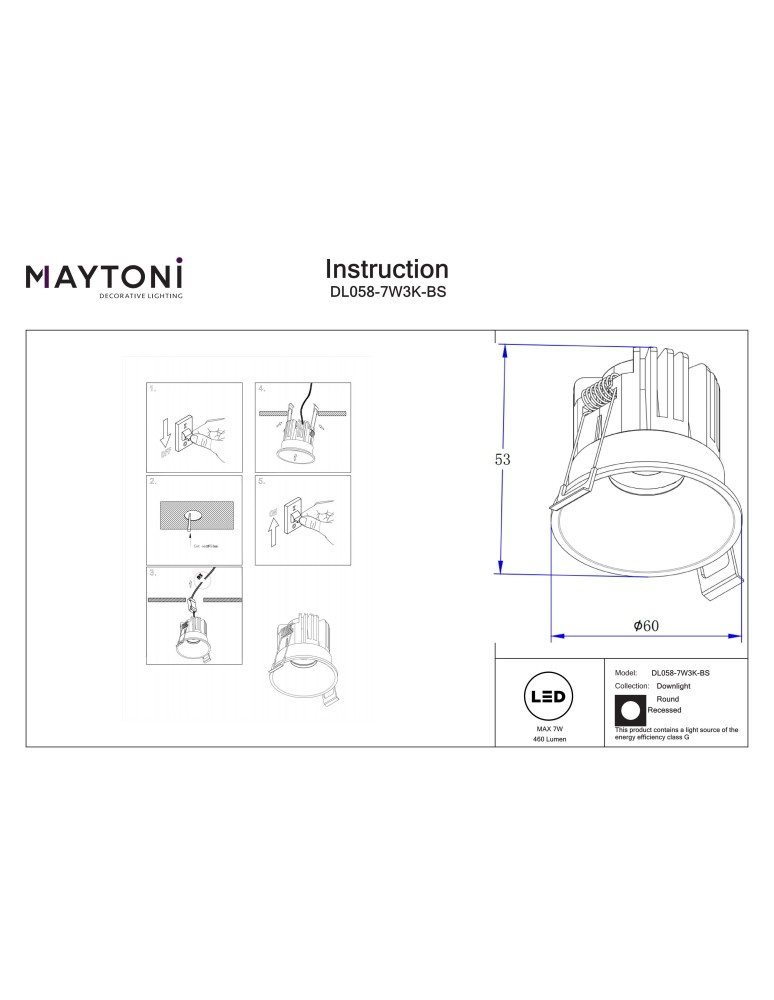 LED flush-mounted lamps - Maytoni Round LED flush mounted lamp 460lm 3000K Brass DL058-7W3K-BS - product kolory-swiatla.pl 8
