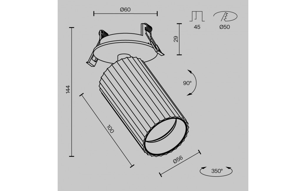 Maytoni Calipso Lampa wbudowana podtynkowa reflektor 1xGU10 Czarny C110CL-01-GU10-B