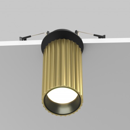 Maytoni Calipso Lampa wbudowana podtynkowa reflektor 1xGU10 Mosiądz C110CL-01-GU10-BS