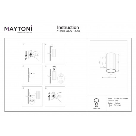 Maytoni Calipso Lampa ścienna 1xGU10 Mosiądz C106WL-01-GU10-BS