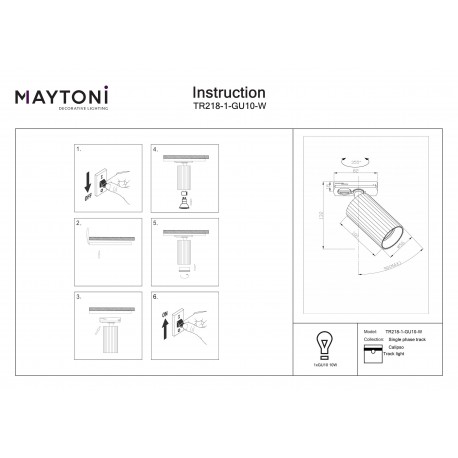 Maytoni Calipso Reflektor do Szyny UNITY 1-obwodowej 1xGU10 Biały TR218-1-GU10-W