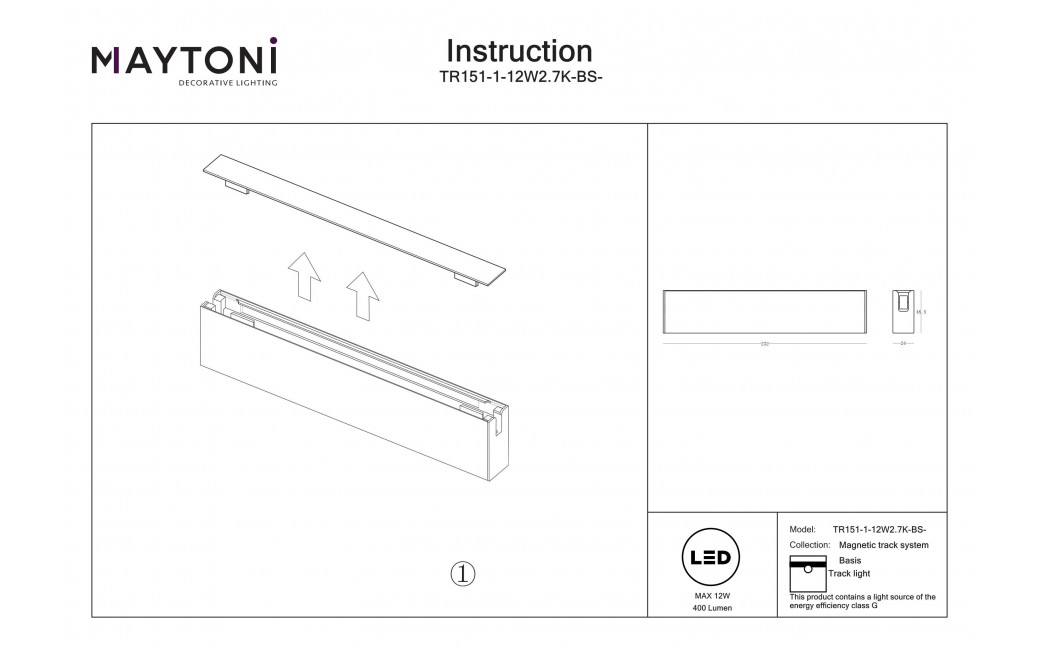 Maytoni Basis Lampa do Szyny Flarity LED 400lm 2700K Mosiądz TR151-1-12W2.7K-BS-DE