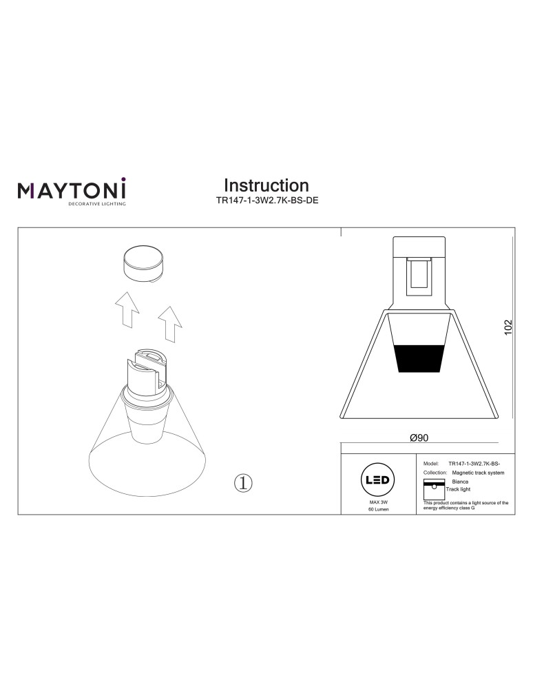 Flarity System Lamps - Maytoni Bianca LED Flarity Rail Lamp 60lm 2700K Brass TR147-1-3W2.7K-BS-DE - product kolory-swiatla.pl 9