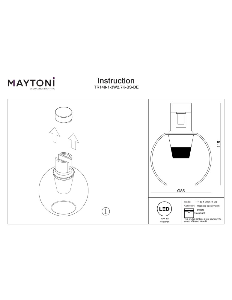 Flarity System Lamps - Maytoni Bubble LED Flarity Rail Lamp 60lm 2700K Brass TR148-1-3W2.7K-BS-DE - product kolory-swiatla.pl 9