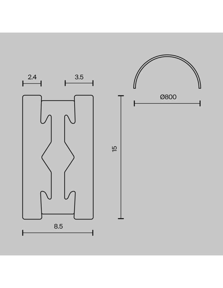 Flarity System Rails - Maytoni Semi-circular track bar 800 mm Flarity Brass TRX154-SR-D800-BS - product kolory-swiatla.pl 2