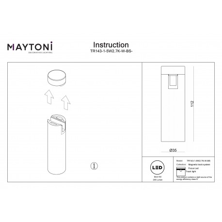 Maytoni Focus Led Reflektor do Szyny Flarity LED 200lm 2700K Mosiądz TR143-1-5W2.7K-W-BS-DE