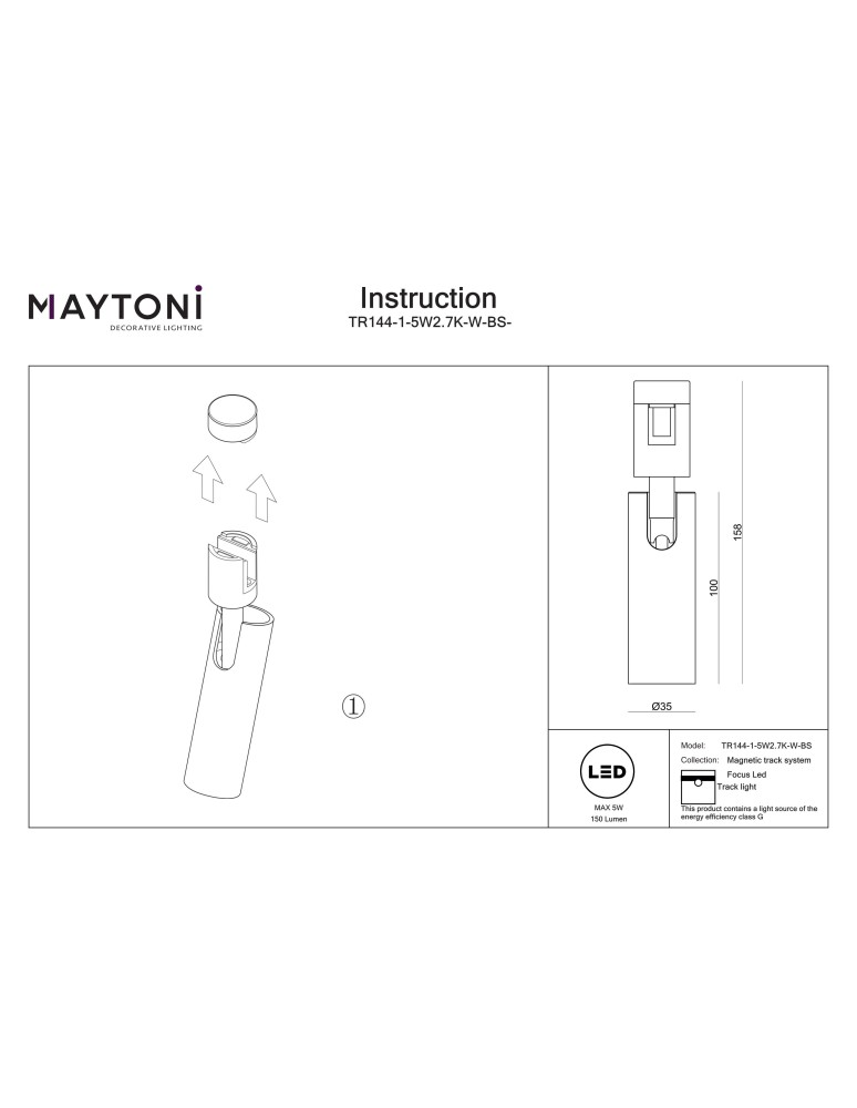 Flarity System Lamps - Maytoni Focus Led Spotlight for Flarity LED Rail 150lm 2700K Brass TR144-1-5W2.7K-W-BS-DE - product kolory-swiatla.pl 10