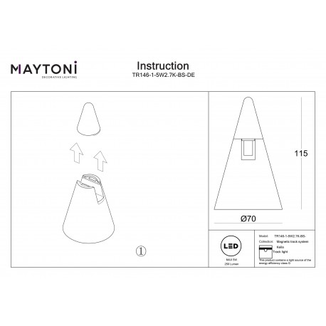 Maytoni Keila Lampa do Szyny Flarity LED 250lm 2700K Mosiądz TR146-1-5W2.7K-BS-DE