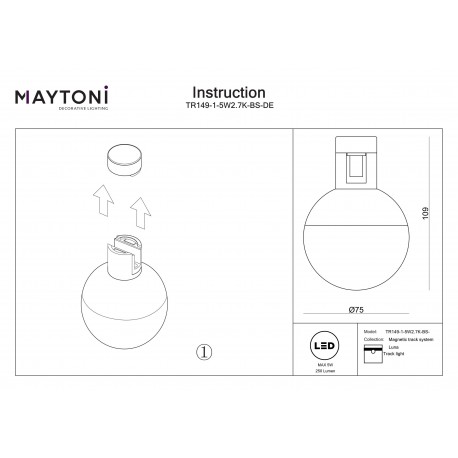 Maytoni Luna Lampa Kula do Szyny Flarity LED 250lm 2700K Mosiądz TR149-1-5W2.7K-BS-DE