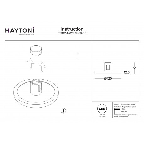 Maytoni Plato Lampa Talerz do Szyny Flarity LED 250lm 2700K Mosiądz TR152-1-7W2.7K-BS-DE