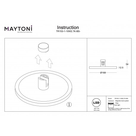 Maytoni Plato Lampa Talerz do Szyny Flarity LED 400lm 2700K Mosiądz TR153-1-10W2.7K-BS-DE