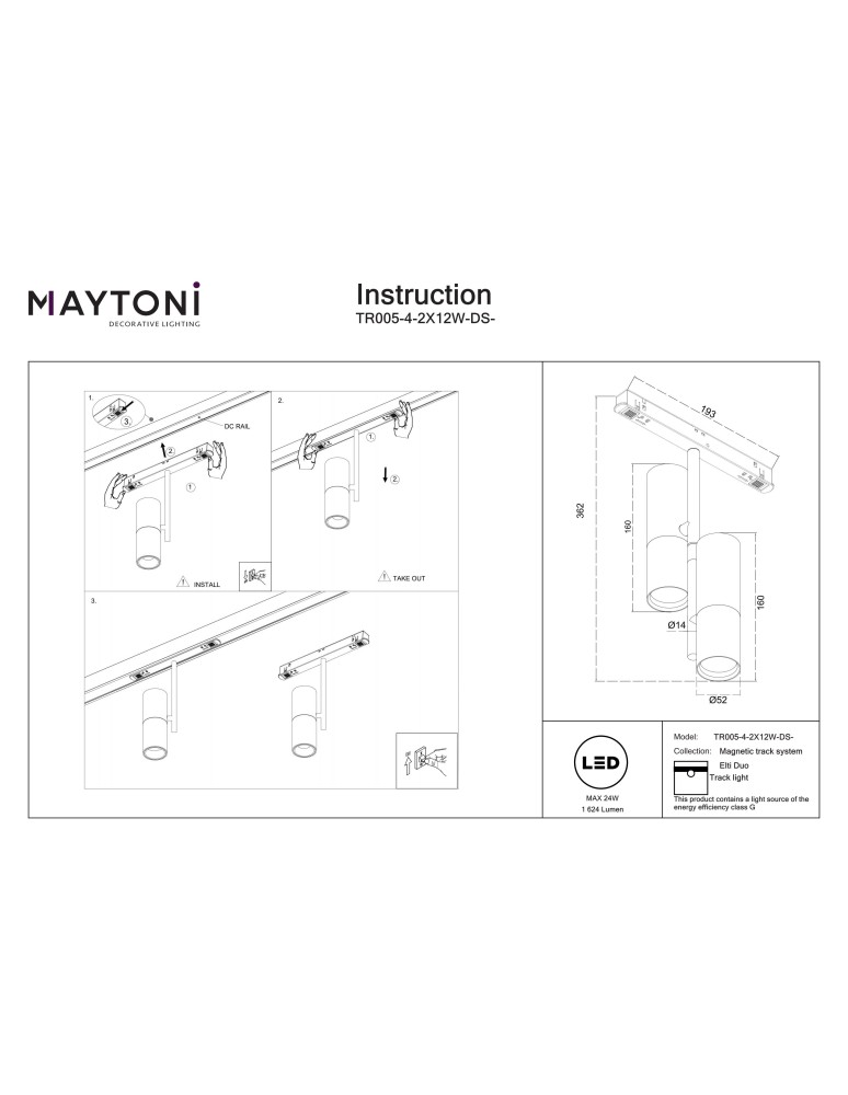 Magnetic rail lamps - Maytoni Elti Duo Double Spotlight for Exility LED Rail 1624lm 2700K-6000K Black and Brass TR005-4-2X12W-DS-BBS - product kolory-swiatla.pl 9