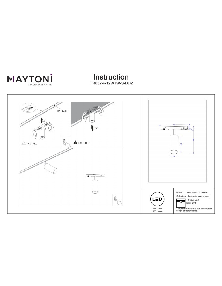 Magnetic rail lamps - Maytoni Focus LED Spotlight for Exility LED Rail 950lm 2700K-6000K Black TR032-4-12WTW-S-DD2-B - product kolory-swiatla.pl 7