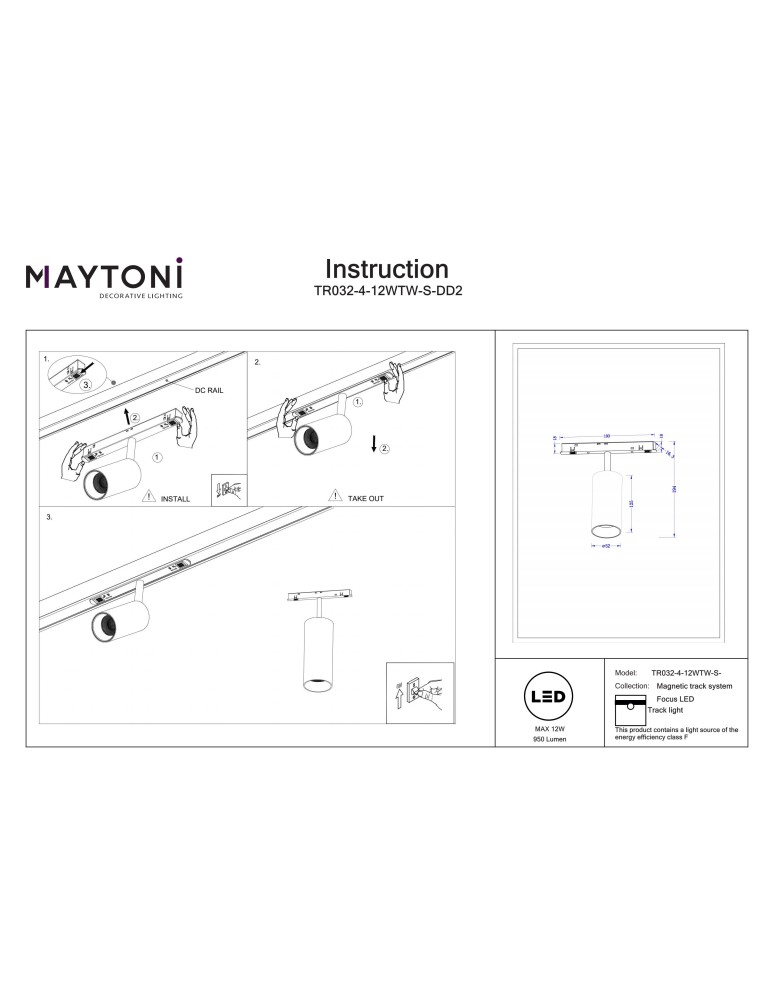 Magnetic rail lamps - Maytoni Focus LED Spotlight for Exility LED Rail 950lm 2700K-6000K White TR032-4-12WTW-S-DD2-W - product kolory-swiatla.pl 7