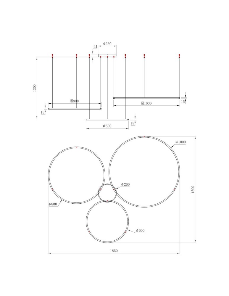 Pendant lamps circles - Milagro Saturno Black 100W LED pendant lamp ML0846 - product kolory-swiatla.pl 5