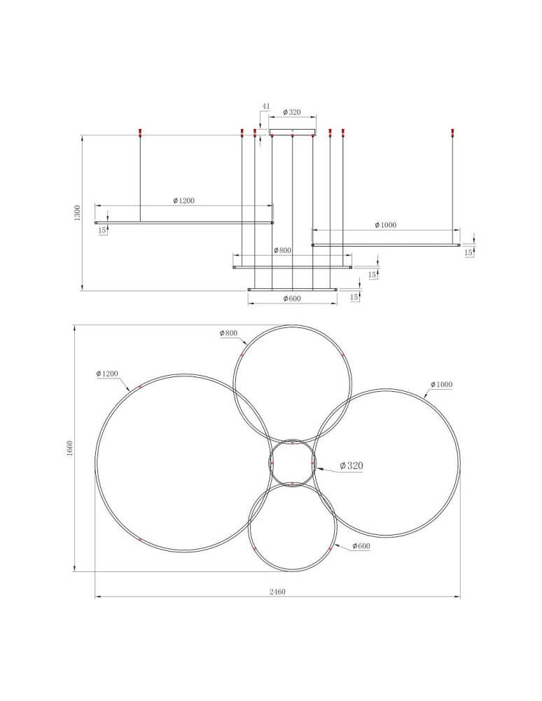 Pendant lamps circles - Milagro Saturno Black 120W LED pendant lamp ML0848 - product kolory-swiatla.pl 5