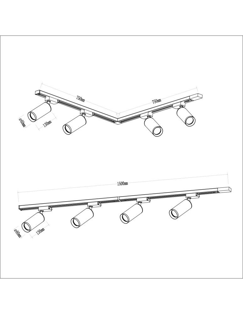 Ready-made rail kits - Milagro Mica Track Set White 4xGU10 1.5m ML1151 - product kolory-swiatla.pl 6