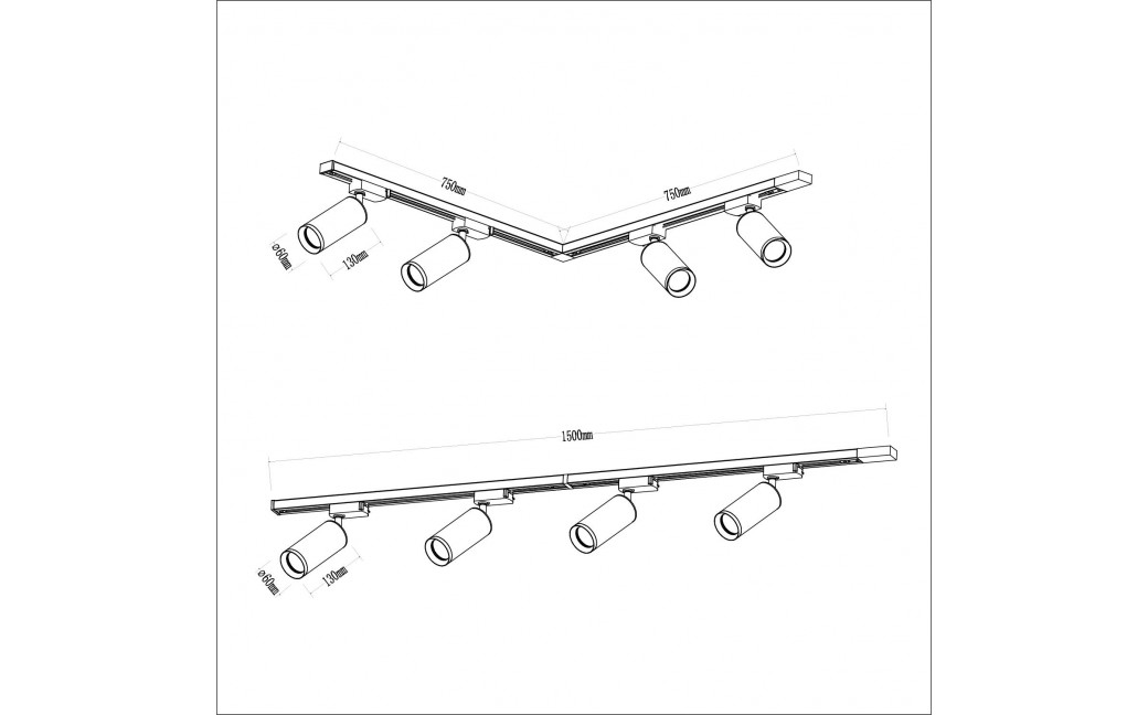 Milagro Zestaw Mica Track Złoty 4xGU10 1,5m ML1152