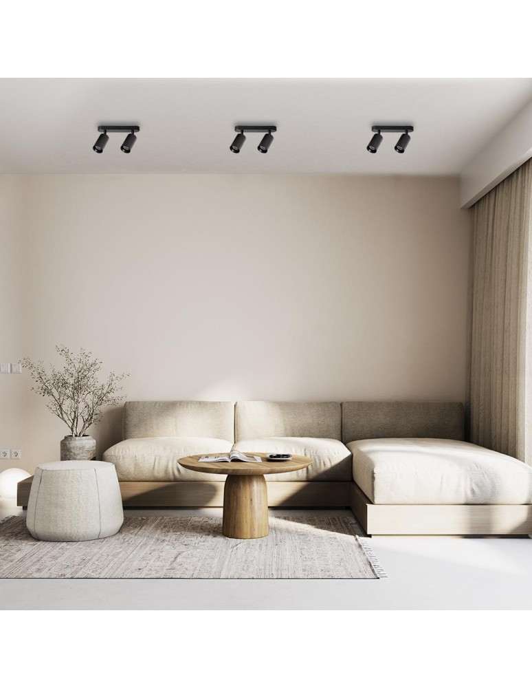 Spotlight ceiling lamps - Milagro Pipe Spot Luminaire Black 2xGU10 ML1159 - product kolory-swiatla.pl 3