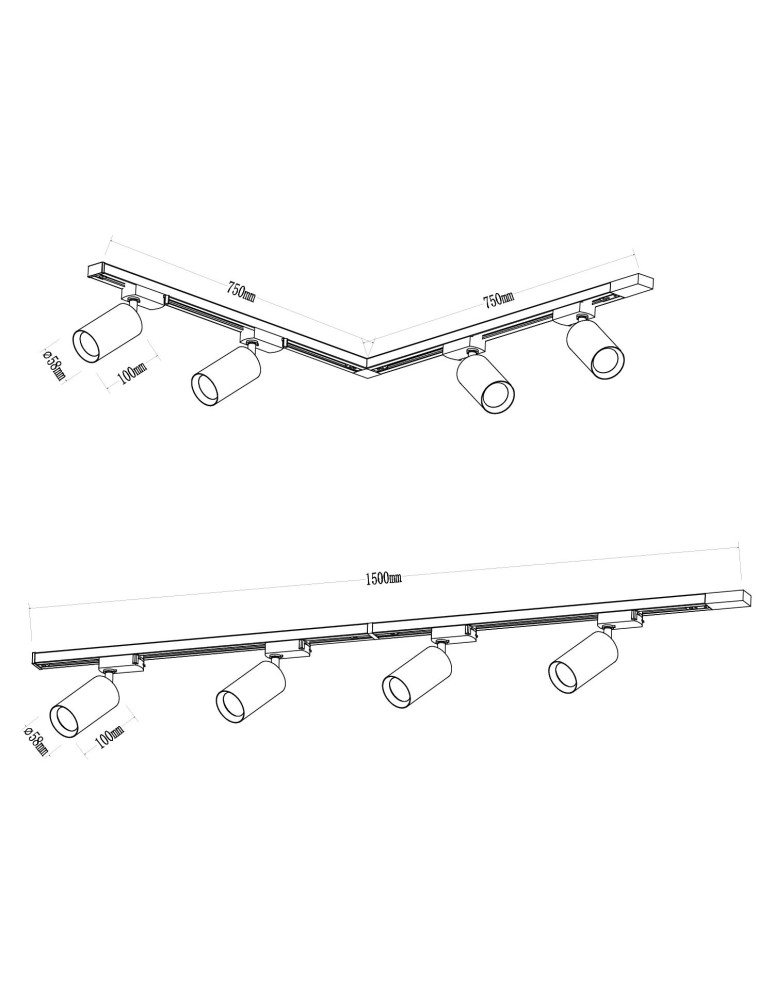 Ready-made rail kits - Milagro Pipe Track Set Black 4xGU10 1.5m ML1165 - product kolory-swiatla.pl 9