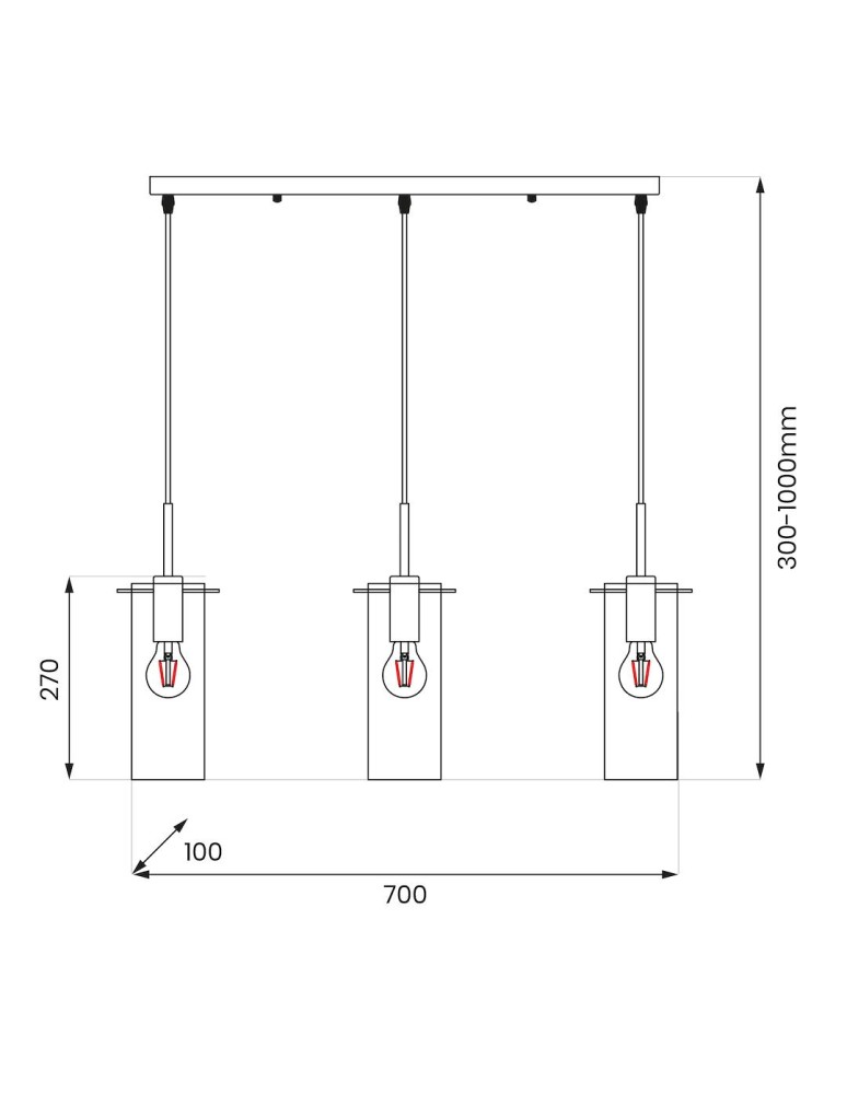 Pendant lamps on a strip - Milagro PADOVA 3xE27 pendant lamp ML1073 - product kolory-swiatla.pl 5