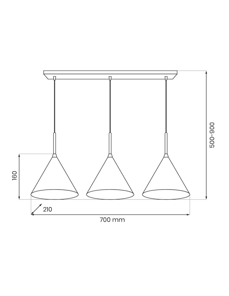 Pendant lamps on a strip - Milagro PERU BLACK 3xE27 pendant lamp MLP0978 - product kolory-swiatla.pl 5