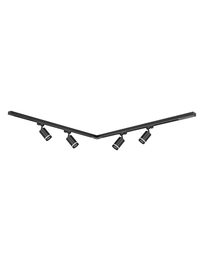 Ready-made rail kits - Milagro 4xPipe Ring GU10 track set + 2x1m guide + Connectors - Black ML1687 - product kolory-swiatla.pl 2