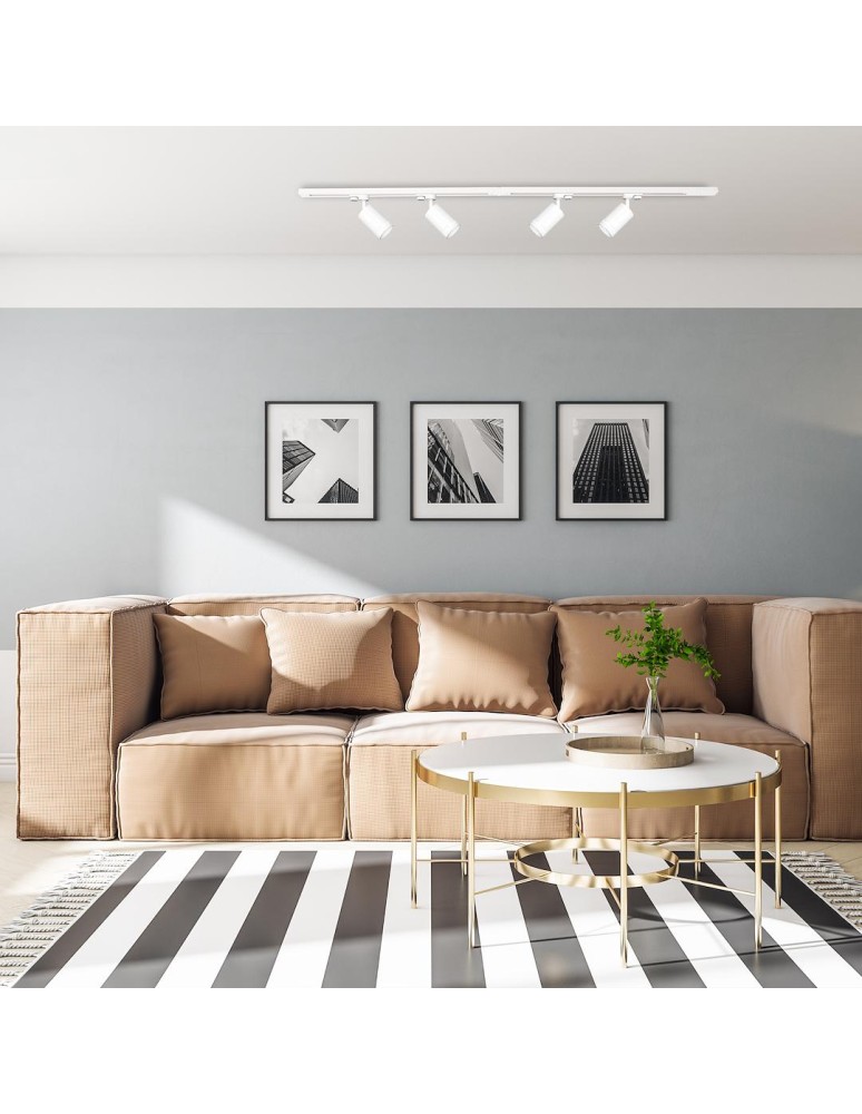 Ready-made rail kits - Milagro 4xPipe Ring GU10 track set + 2x1m guide + Connectors - White ML1688 - product kolory-swiatla.pl 5