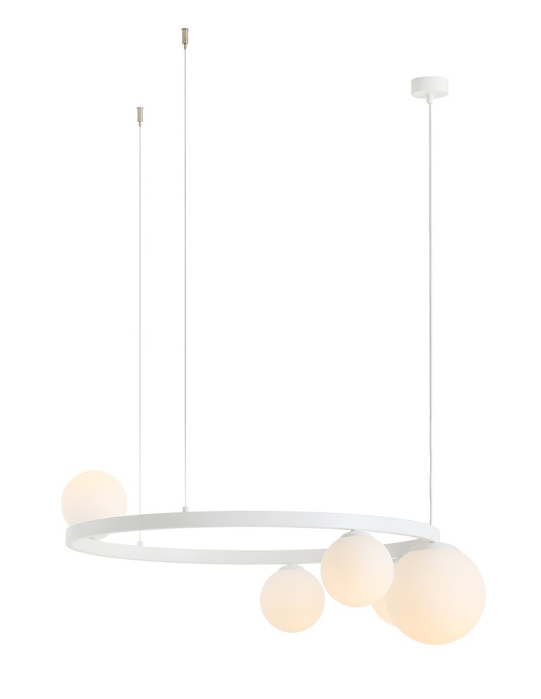 Pendant lamps spheres - Aldex Pendant Lamp GARDA 5 RING WHITE 4 x max 10W LED / 1 x max 15W LED (1099F_R) - product kolory-swiatla.pl 1