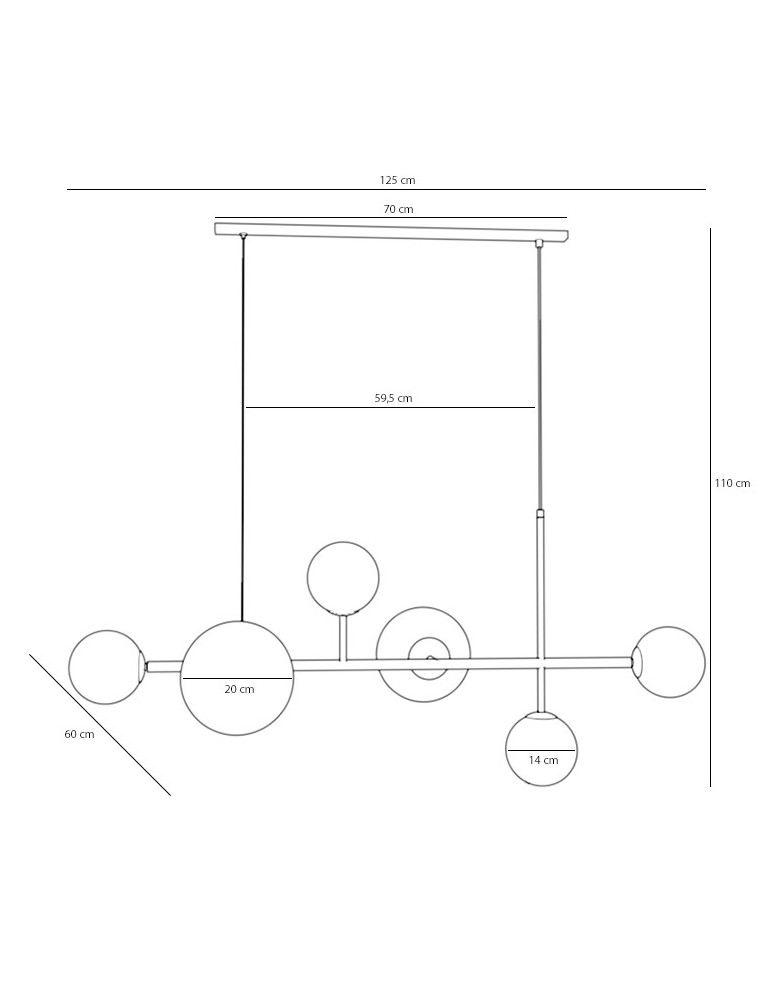 Pendant lamps spheres - Aldex Pendant Lamp DIONE 6 BLACK (LIST) 4 x max 10W LED / 2 x max 15W LED (1092K1_2) - product kolory-swiatla.pl 2