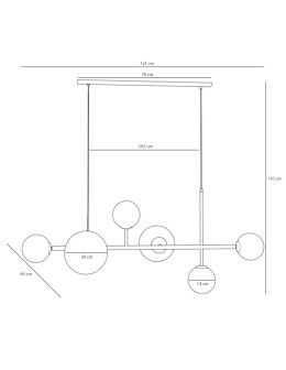 Aldex Lampa Wisząca DIONE 6 BLACK (LISTWA) 4 x max 10W LED / 2 x max 15W LED (1092K1_2) - produkt 2