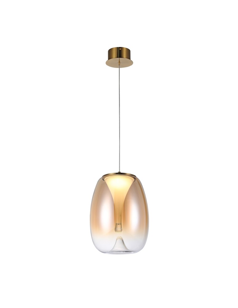 Single pendant lamps - Azzardo PAMELA 27 BRASS Amber/Brass 1xLED LED pendant AZ6185 - product kolory-swiatla.pl 1