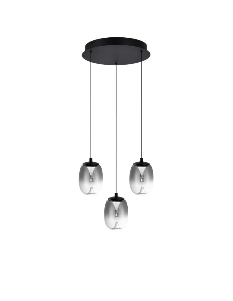 Triple pendant lamps - Azzardo PAMELA 11 ROUND 3 SMOKY smoky/black 3xLED LED pendant AZ6268 - product kolory-swiatla.pl 1