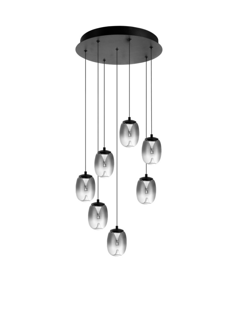 LED pendant lamps - Azzardo PAMELA 11 ROUND 7 SMOKY smoky/black 7xLED LED pendant AZ6270 - product kolory-swiatla.pl 1