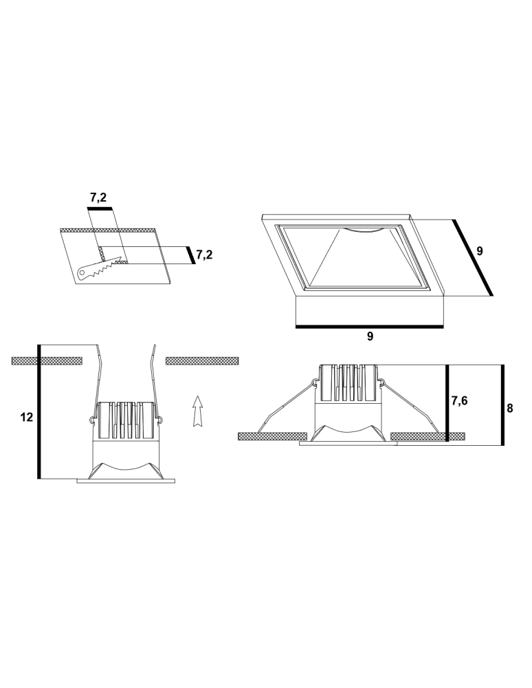 Square flush-mounted lamps - Azzardo OKOS 10W CCT SWITCH WH White/Transparent 1xLED Light Color Change Switch AZ5994 - product kolory-swiatla.pl 3
