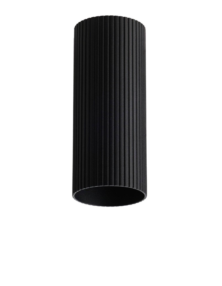 Lampshades of lighting systems - Azzardo LUCAS RIBBED TUBE 20 BK Black Mat Fluted Tube Shade for Completed Lamp AZ6399 - product kolory-swiatla.pl 1