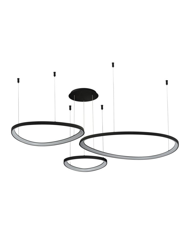 Pendant lamps circles - Azzardo AMANDA Pendant 42+62+82 CCT SWITCH 3-STEP DIMM BK Black Mat 3xLED 3 Brightness Modes Color Change Switch AZ5774 - product kolory-swiatla.pl 1