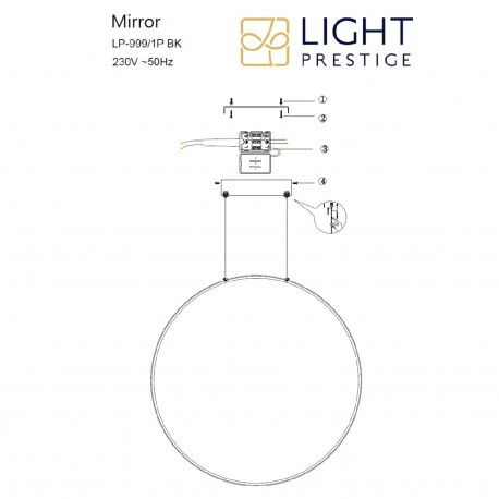 Light Prestige Lampa wisząca Mirror czarna LED CCT LP-999/1P L BK CCT